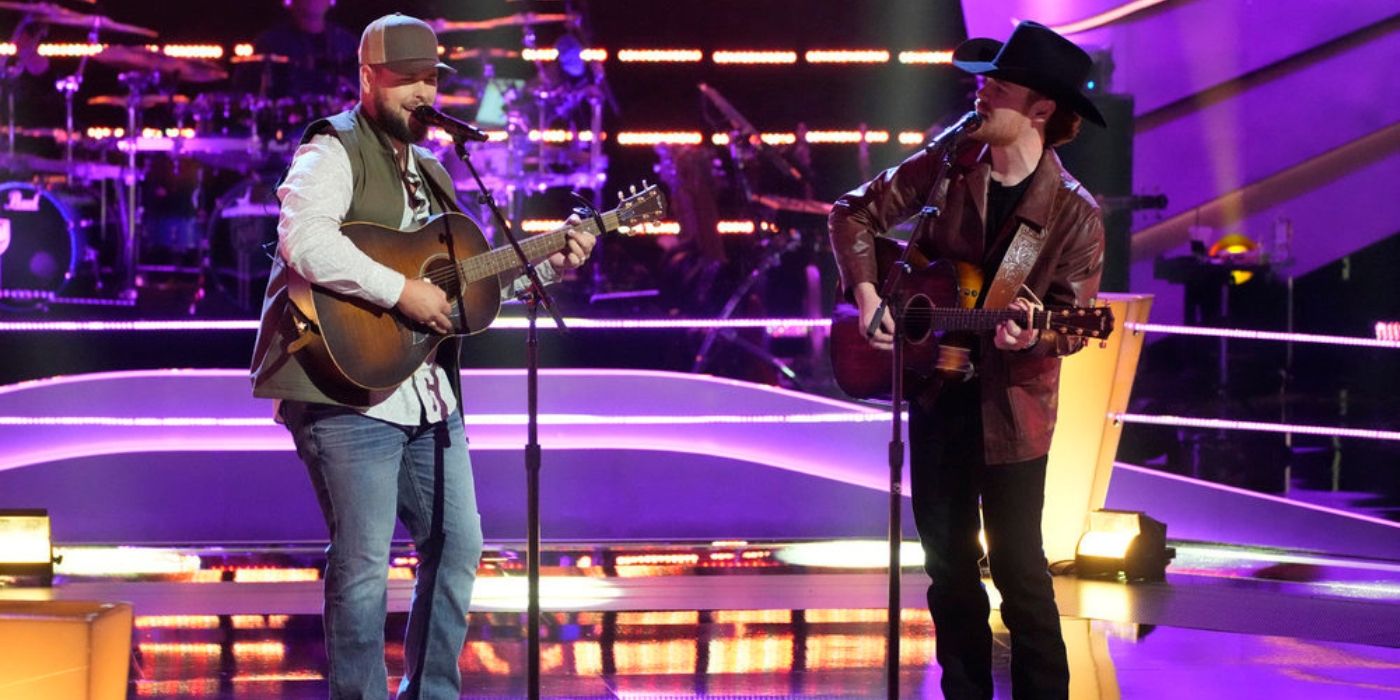 Tanner Frick and Tate Renner during the Battle Round on 'The Voice' Season 26.