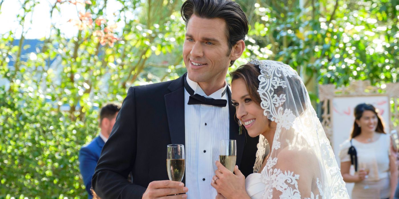 Avry and Peter smiling at their wedding in The Wedding Veil