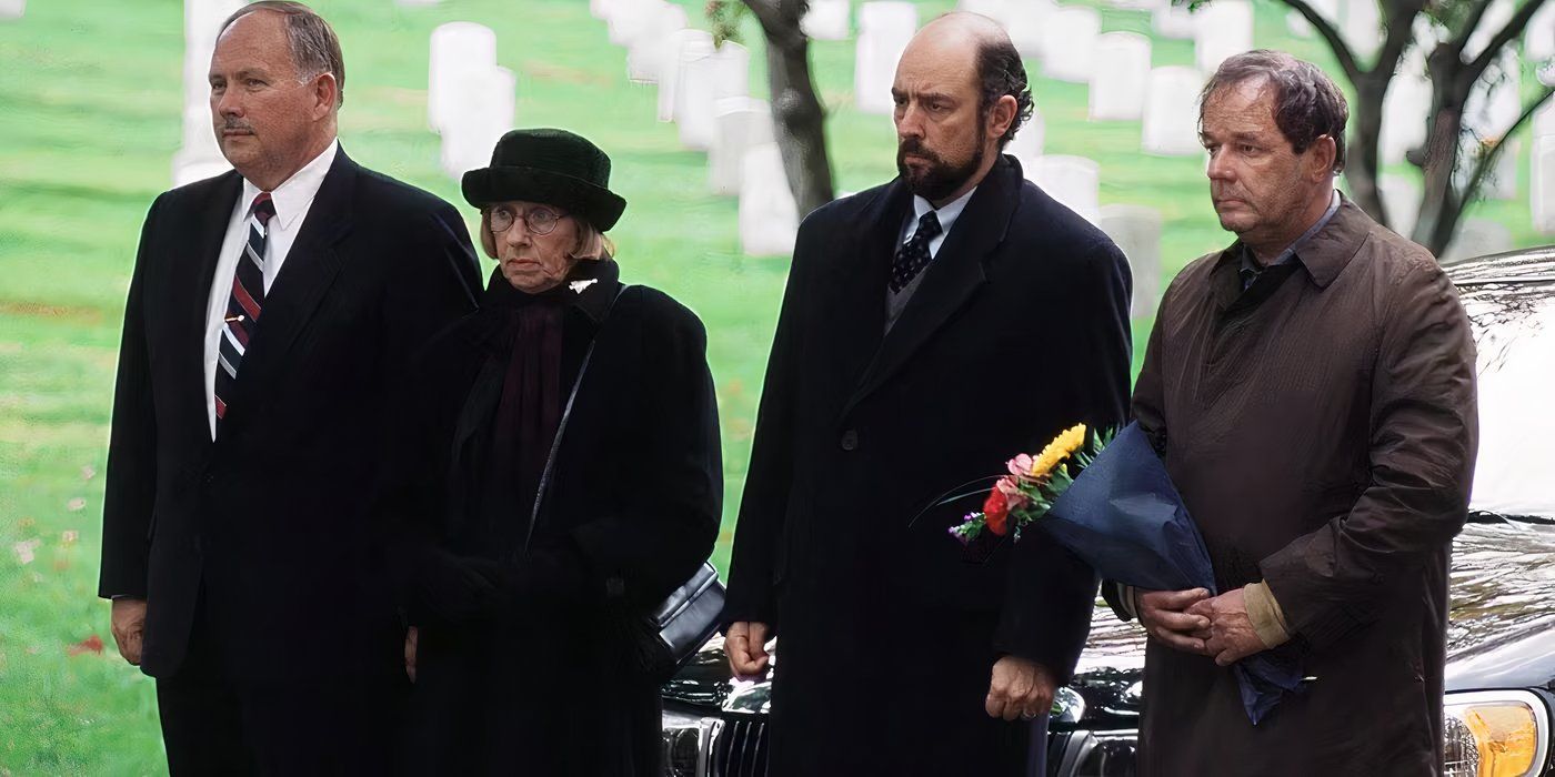 Kathryn Joosten as Mrs. Landingham, Richard Schiff as Toby and Paul Austin as George in 'The West Wing'