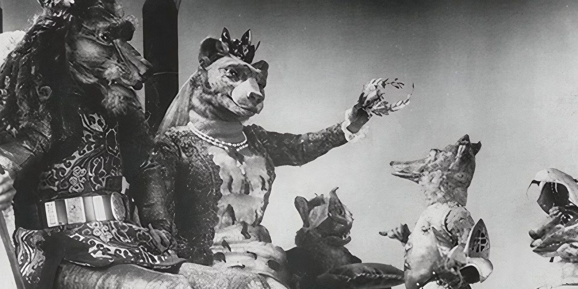 The Lion King and Queen placing the trickster Fox on trial in &lsquo;The Tale of the Fox&rsquo;