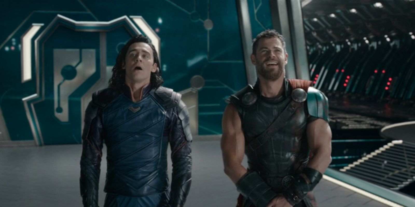 Thor, played by Chris Hemsworth, and Loki, played by Tom Hiddleston, walk together in 'Thor: Ragnarok'.