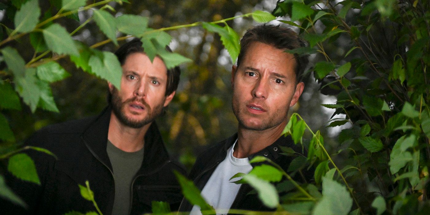 Justin Hartley as Colter Shaw and Jensen Ackles as Russell Shaw in Tracker Season 2 Episode 2