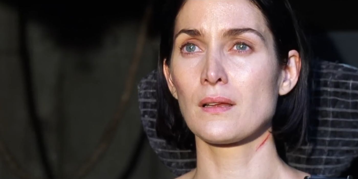 Trinity staring at the sky in The Matrix Revolutions