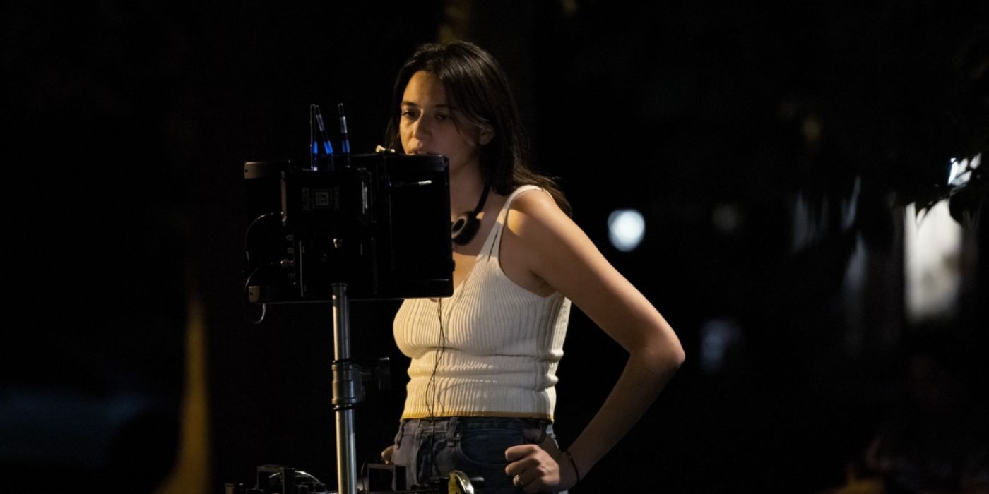 Jordan Weiss looking at a monitor on the set of &lsquo;Sweethearts&rsquo;.