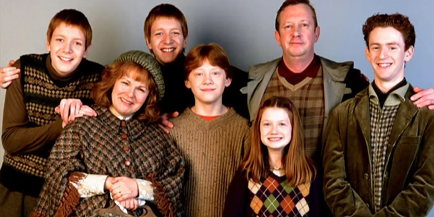 A family photo of the Weasleys from Harry Potter