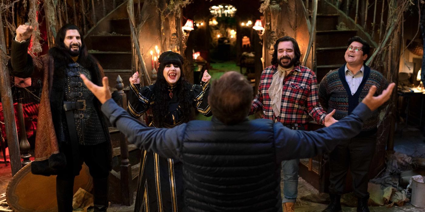 Nandor, Nadja, Laszlo, and Guillermo in 'What We Do in the Shadows' Season 4.