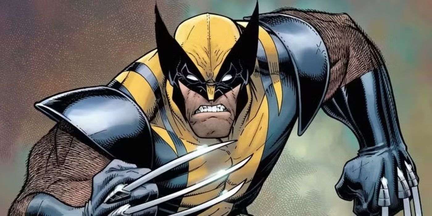 Wolverine wearing his X-men suit and snarling in an image from the Marvel comics.