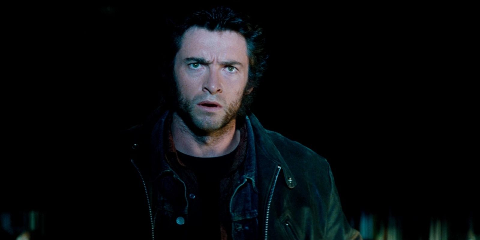 Wolverine, played by Hugh Jackman, looks concerned in 'X-Men'.