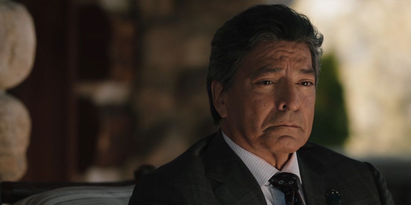 Thomas Rainwater (Gil Birmingham) ponders the future of Montana in the 'Yellowstone' episode "Three Fifty-Three."