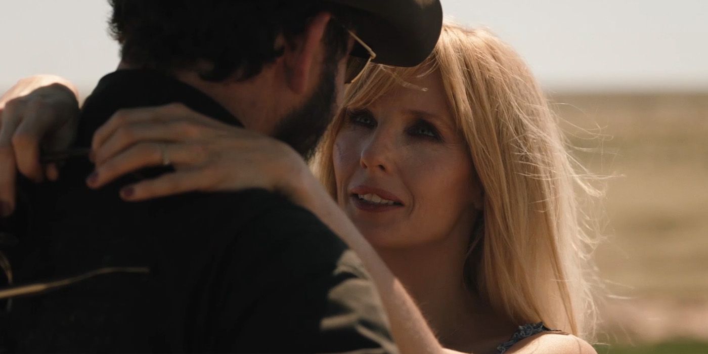 Beth Dutton (Kelly Reilly) reunites with her husband Rip Wheeler (Cole Hauser) in Yellowstone, Texas.