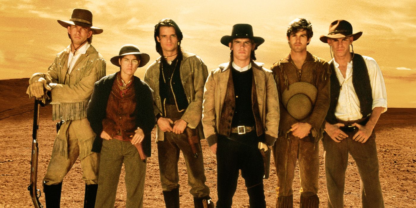 The cast of &lsquo;The Young Riders,&rsquo; including William F. &ldquo;Buffalo Bill&rdquo; Cody (Stephen Baldwin), Louise &ldquo;Lou&rdquo; McCloud (Yvonne Suhor), Buck Cross (Running Buck) (Gregg Rainwater), James &ldquo;Jimmy&rdquo; or &ldquo;Wild Bill&rdquo; Butler Hickok (Josh Brolin), The Kid (Ty Miller), and Aloysius &ldquo;Teaspoon&rdquo; Hunter (Anthony Zerbe).