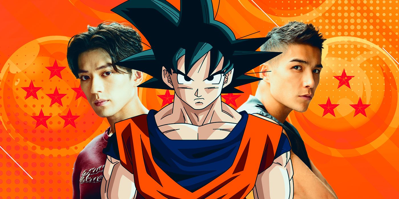 Blended image showing Mackenyu and Lewis Tan with Goku from Dragon Ball