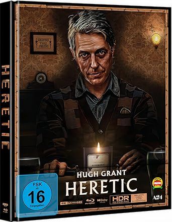 Heretic will be receiving a new 4K/Blu-ray combo pack mediabook from Plaion Pictures on March 27, 2025. The release will feature new cover artwork of Grant&rsquo;s sinister Mr. Reed in his “cozy” home and in front of his blueberry pie-scented candle.