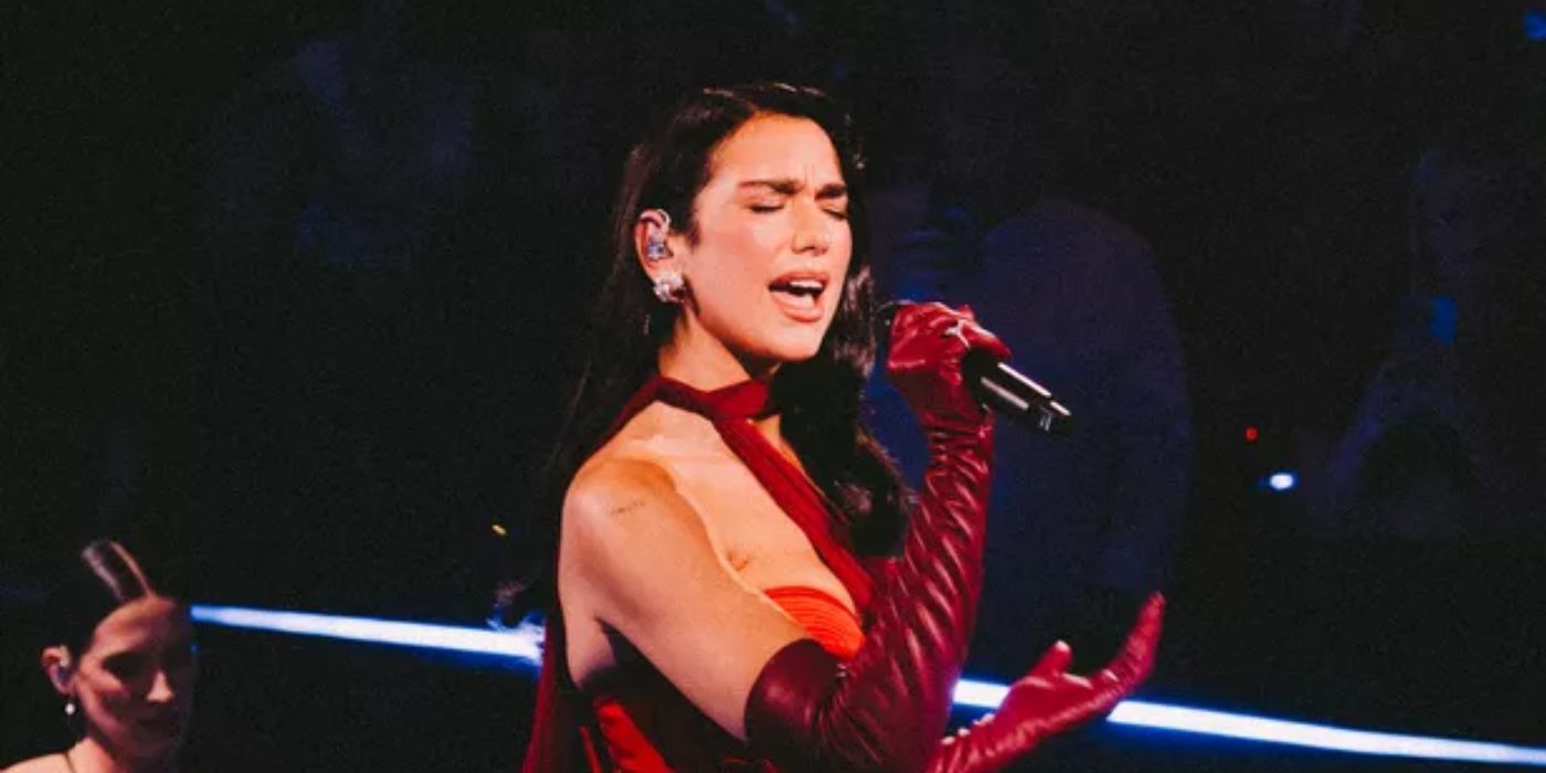 Dua Lipa sings in the Christmas special “An Evening With Dua Lipa.”