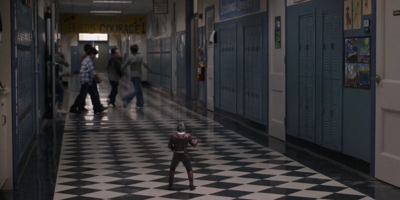 Ant-Man in a school in Ant-Man and the Wasp