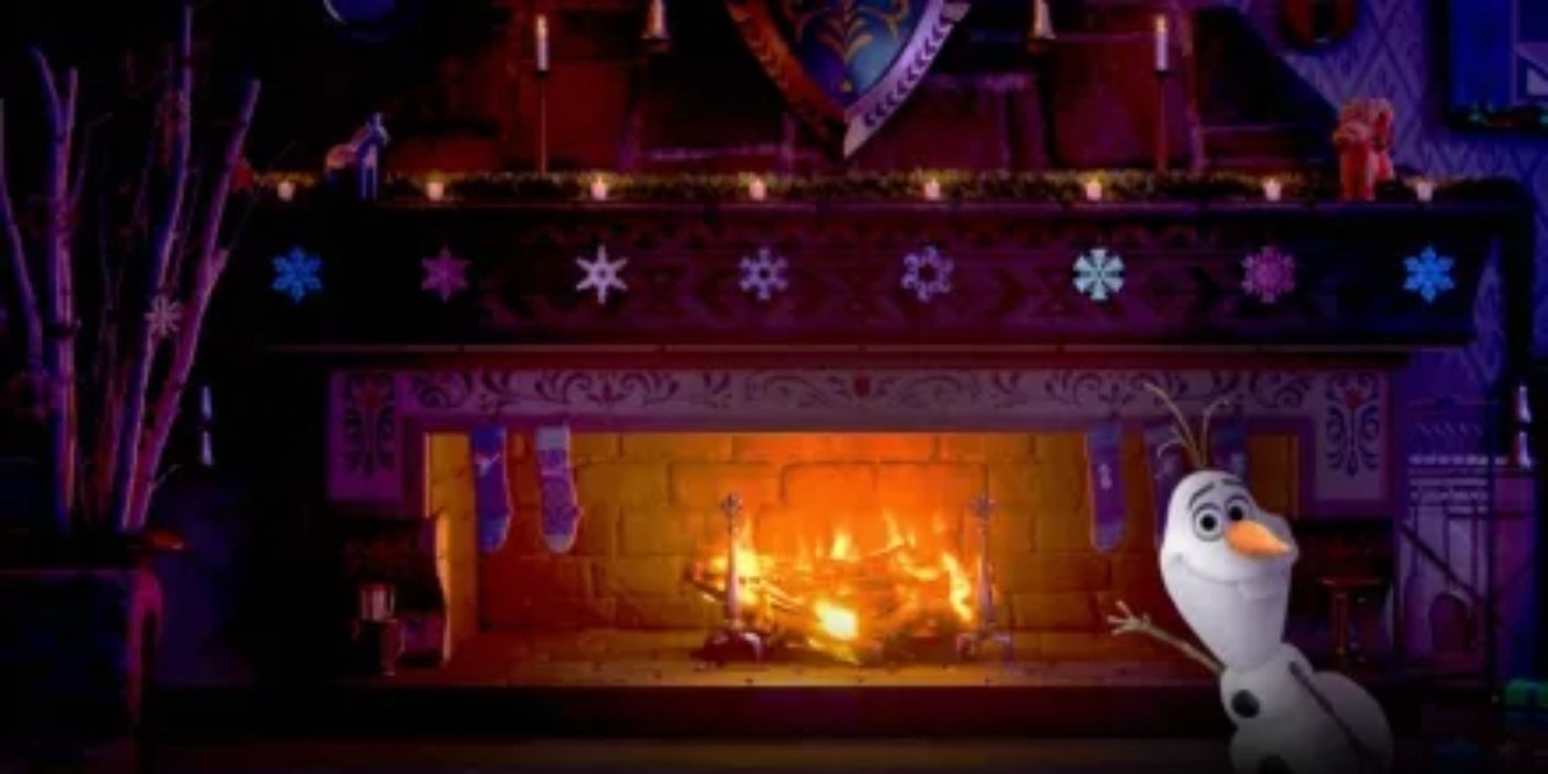 Disney+ features a kid-friendly Yule Log inspired by 'Frozen.'