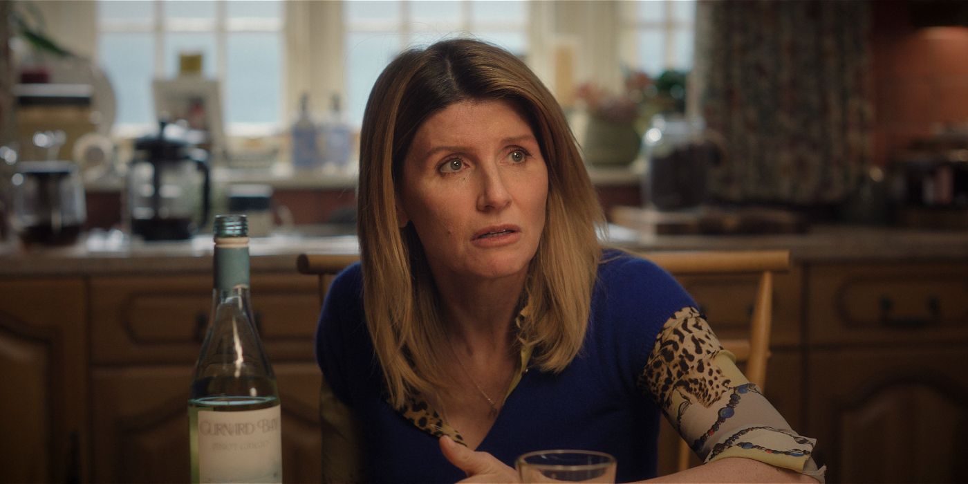 Sharon Horgan sitting at the kitchen table