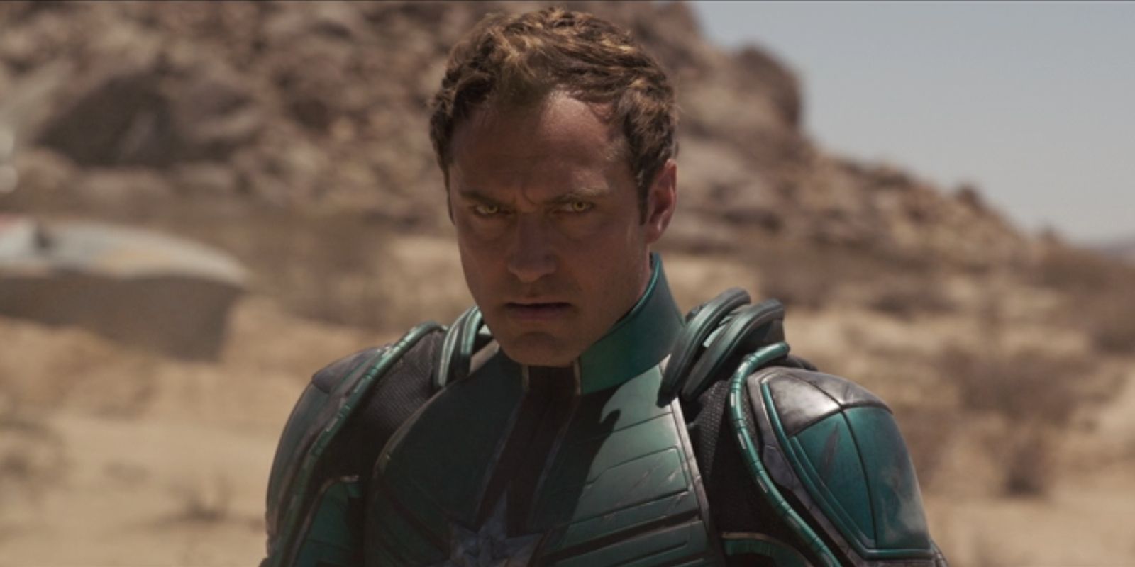 Yon-Rogg, played by Jude Law, scowls in 'Captain Marvel'.