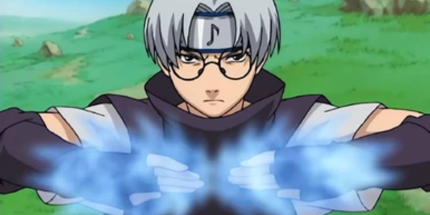 Kabuto with blue chakra on hands in Naruto.