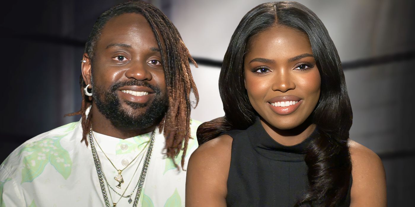 Image from Jefferson Chacon of Ryan Destiny and Brian Tyree Henry smiling side by side for The Fire Inside