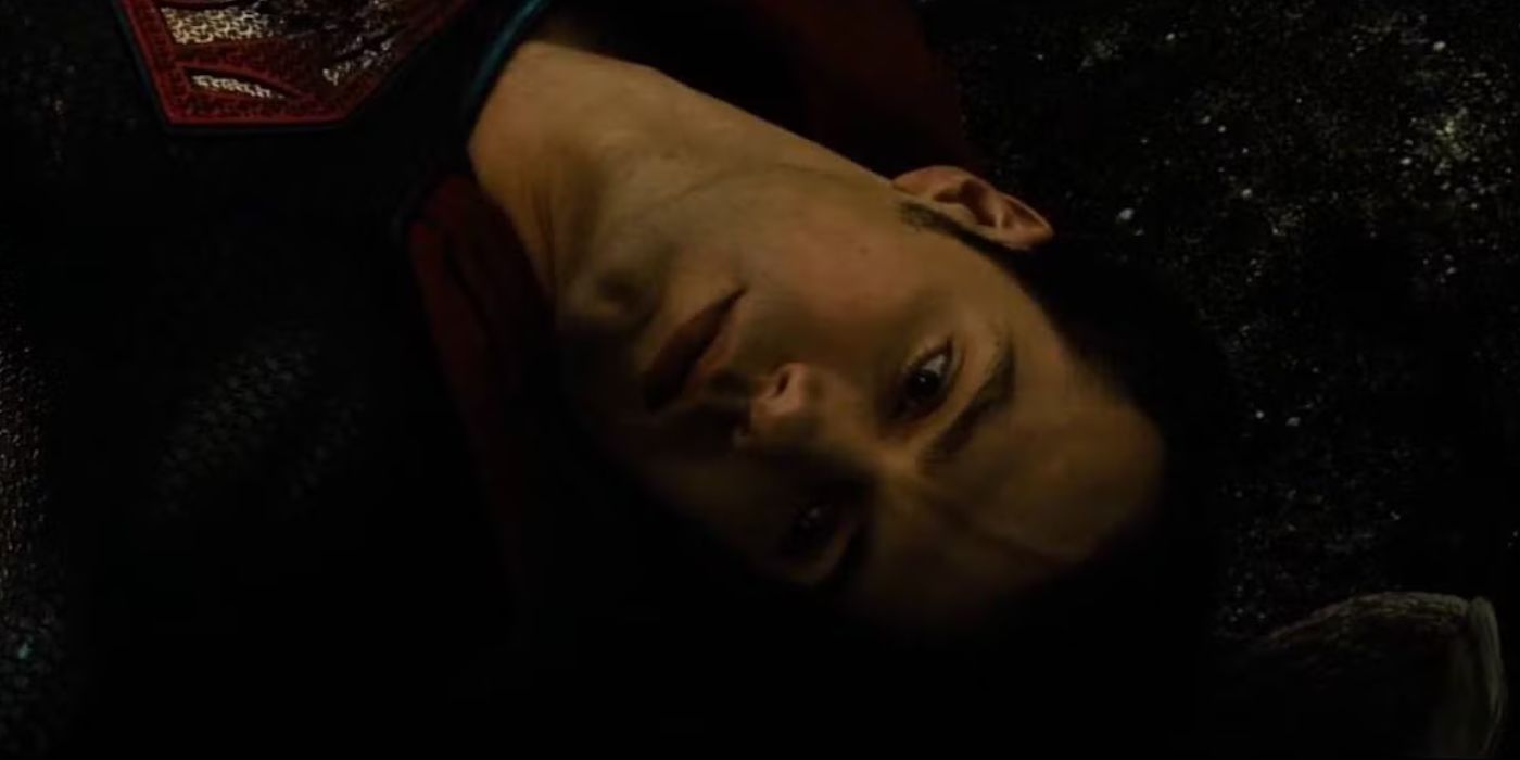 Close-up of dead Superman in Batman v Superman: Dawn of Justice