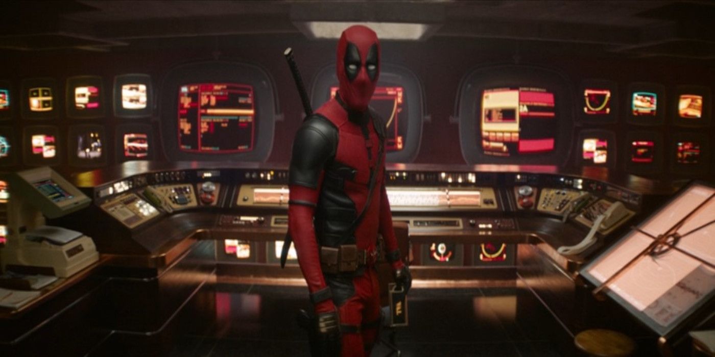 Deadpool looks at the camera from the TVA monitoring station in Deadpool &amp; Wolverine