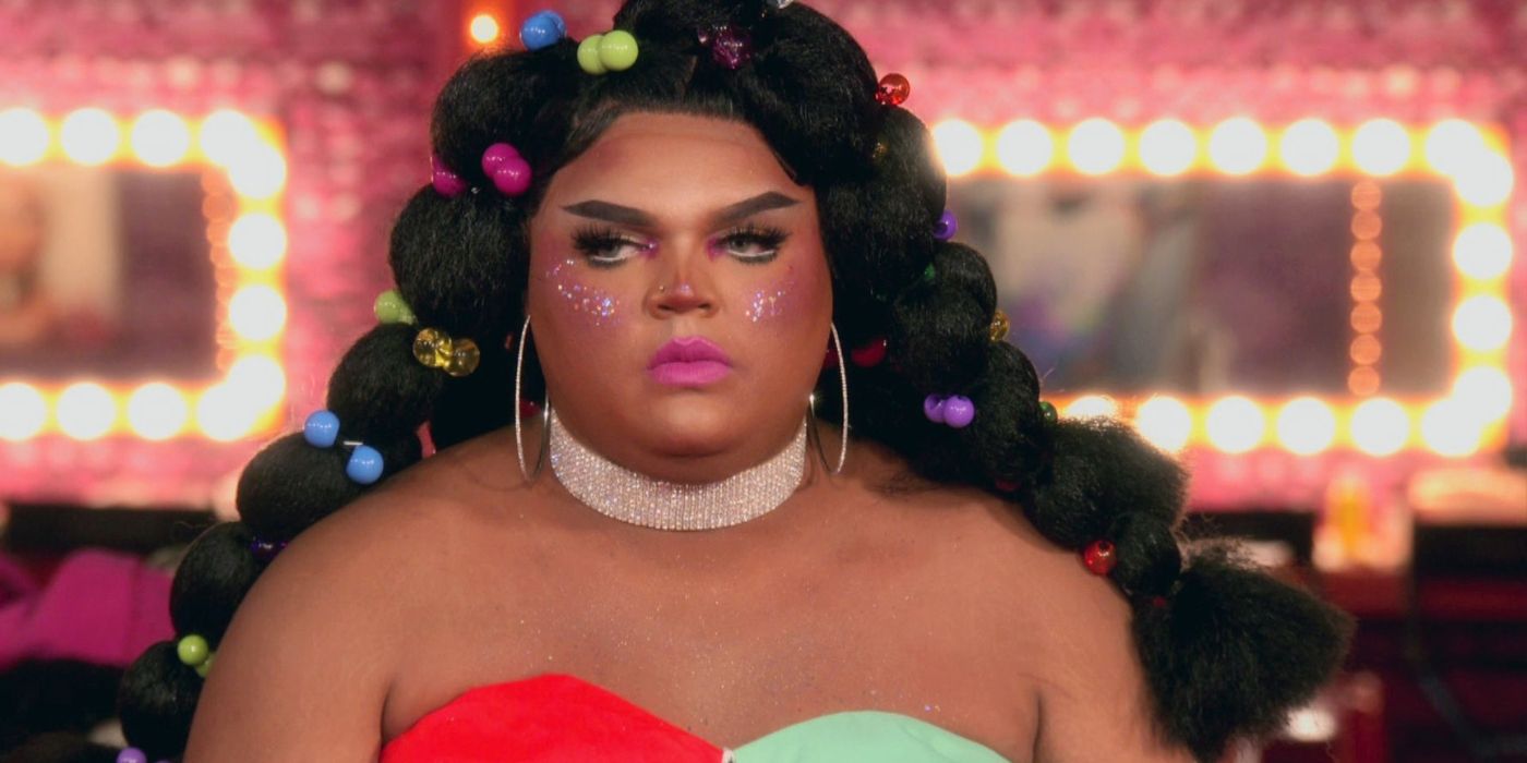 Kandy Muse scowls in the Werk Room on 'RuPaul's Drag Race.'