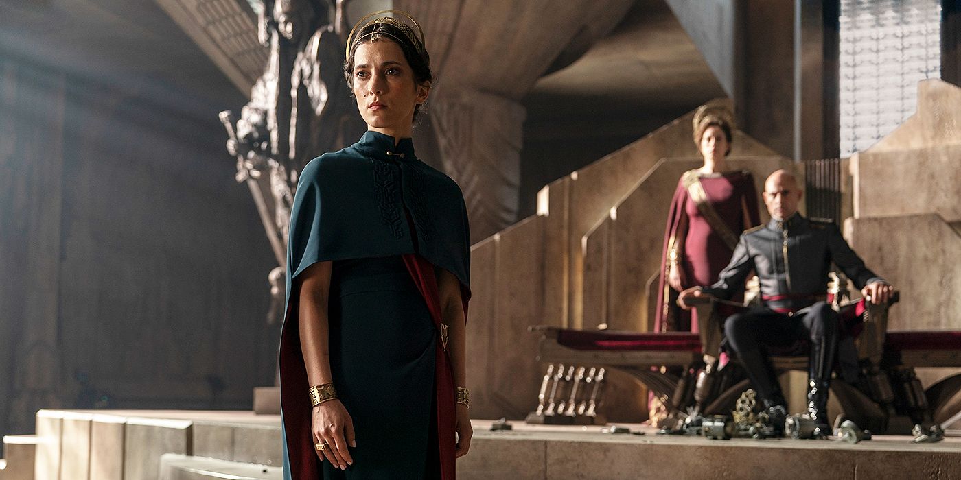 Sarah Sofie Boussnina standing in front of the Corrino throne in Dune: Prophecy