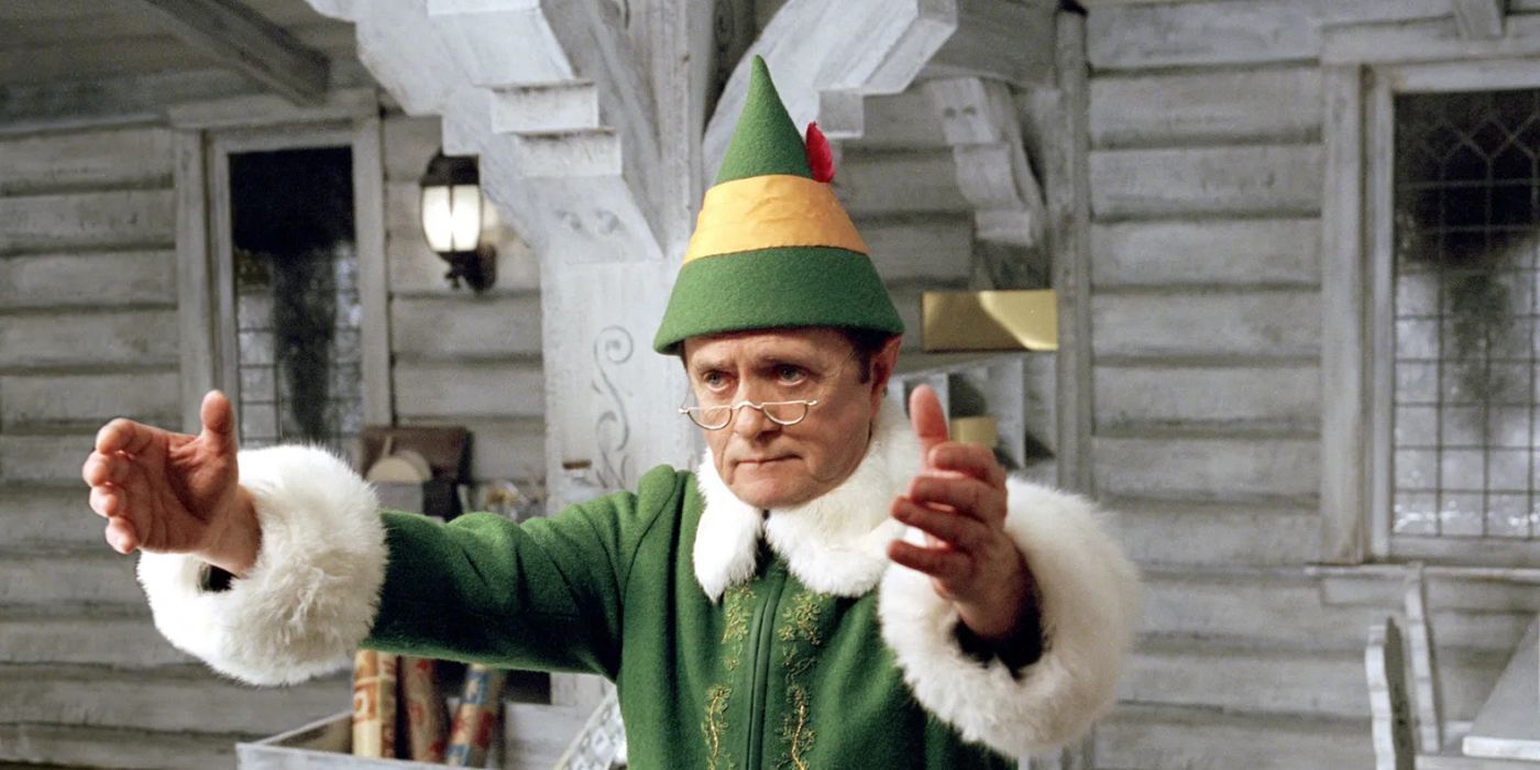 Bob Newhart extending his arms out in 'Elf'