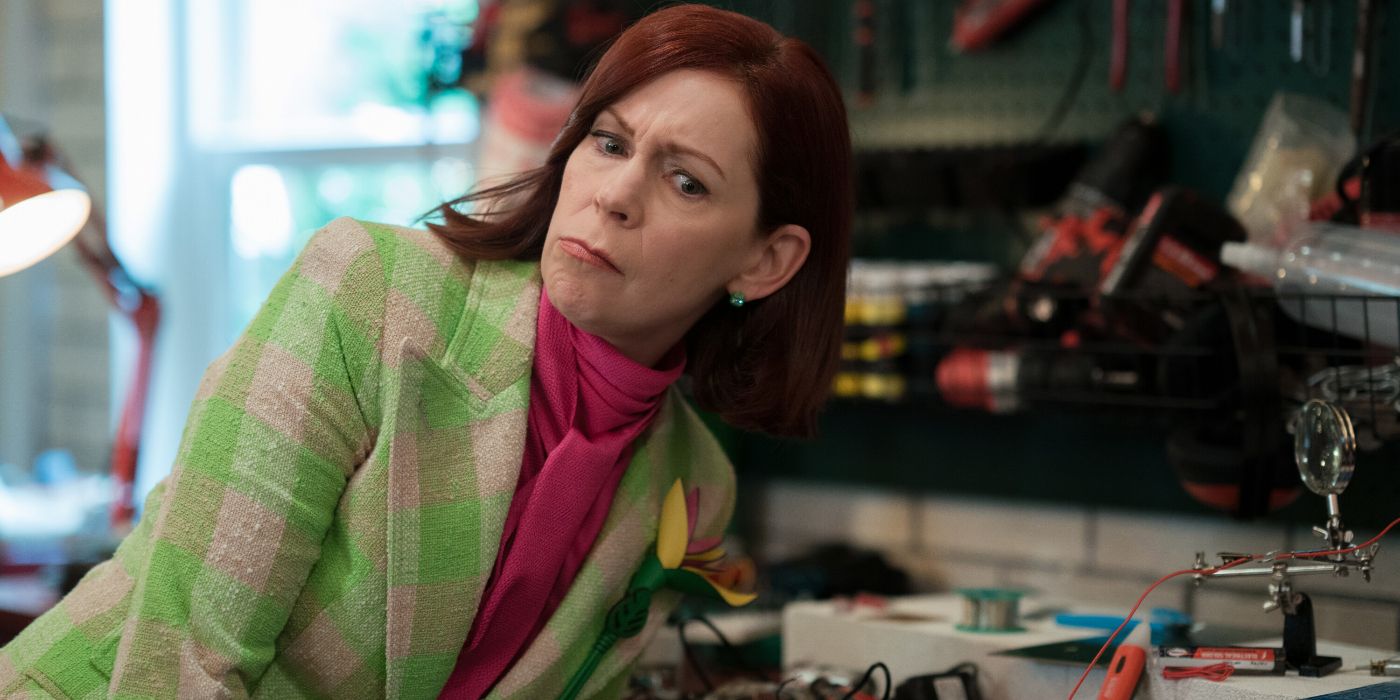 Carrie Preston leaning over with a concerned look in Elsbeth Season 2 Episode 6