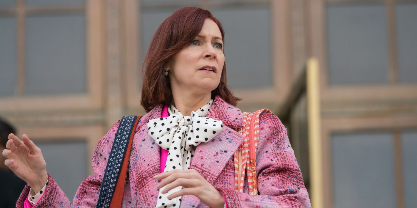 Carrie Preston on the courthouse steps in Elsbeth Season 2 Episode 7