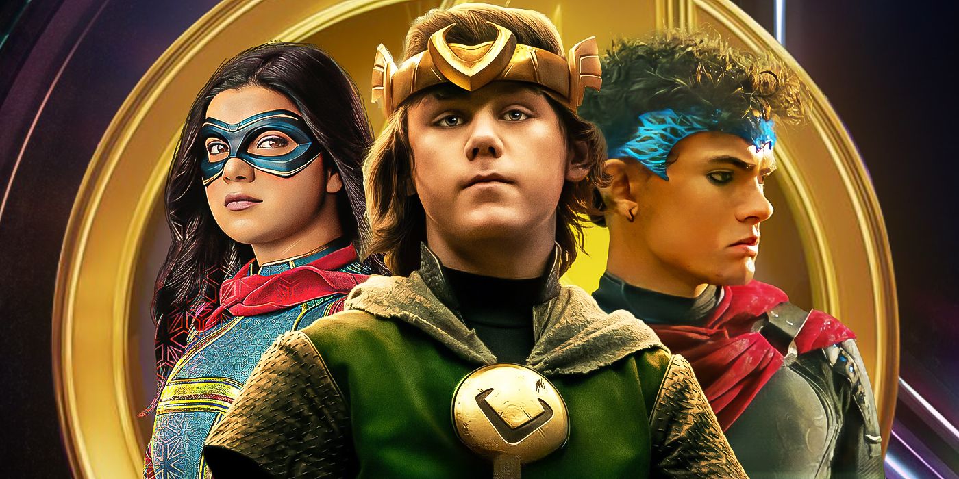 Blended image showing Ms. Marvel, Kid Loki, and Wiccan in the MCU