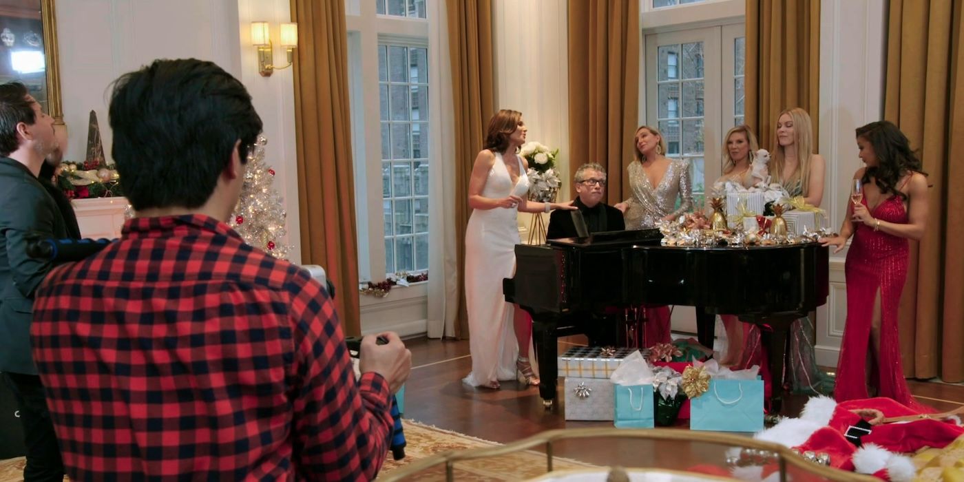 Luann de Lesseps films a music video with the cast of 'The Real Housewives of New York City'.