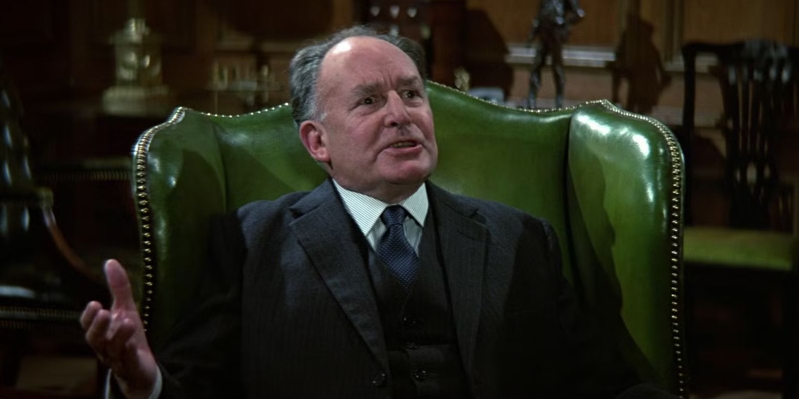 Frederick Gray (Geoffrey Keen) in a chair in &lsquo;Moonraker&rsquo;