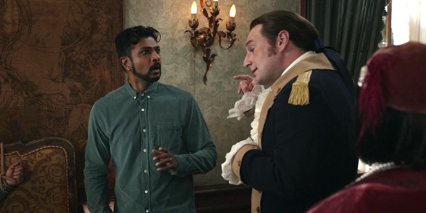 Utkarsh Ambudkar and Brandon Scott Jones in Ghosts Season 4 Episode 9 