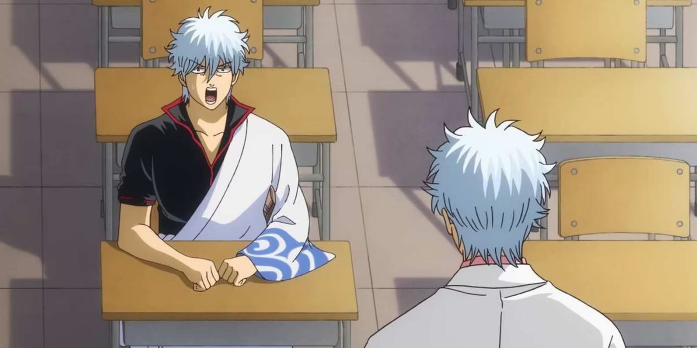 Gintoki looking at Ginpachi in 3-Z Ginpachi Sensei Gintama anime