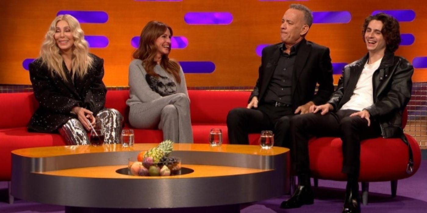 Cher, Julia-Roberts, Tom-Hanks, and Timothee Chalamet on 'The Graham Norton Show.'