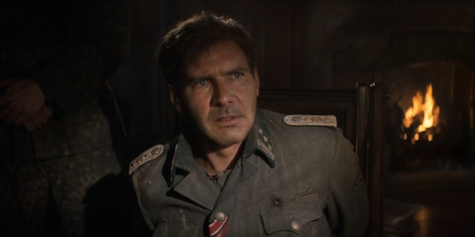 Indiana Jones, played by a digitally de-aged Harrison Ford, looks forward in 'Indiana Jones and the Dial of Destiny'.