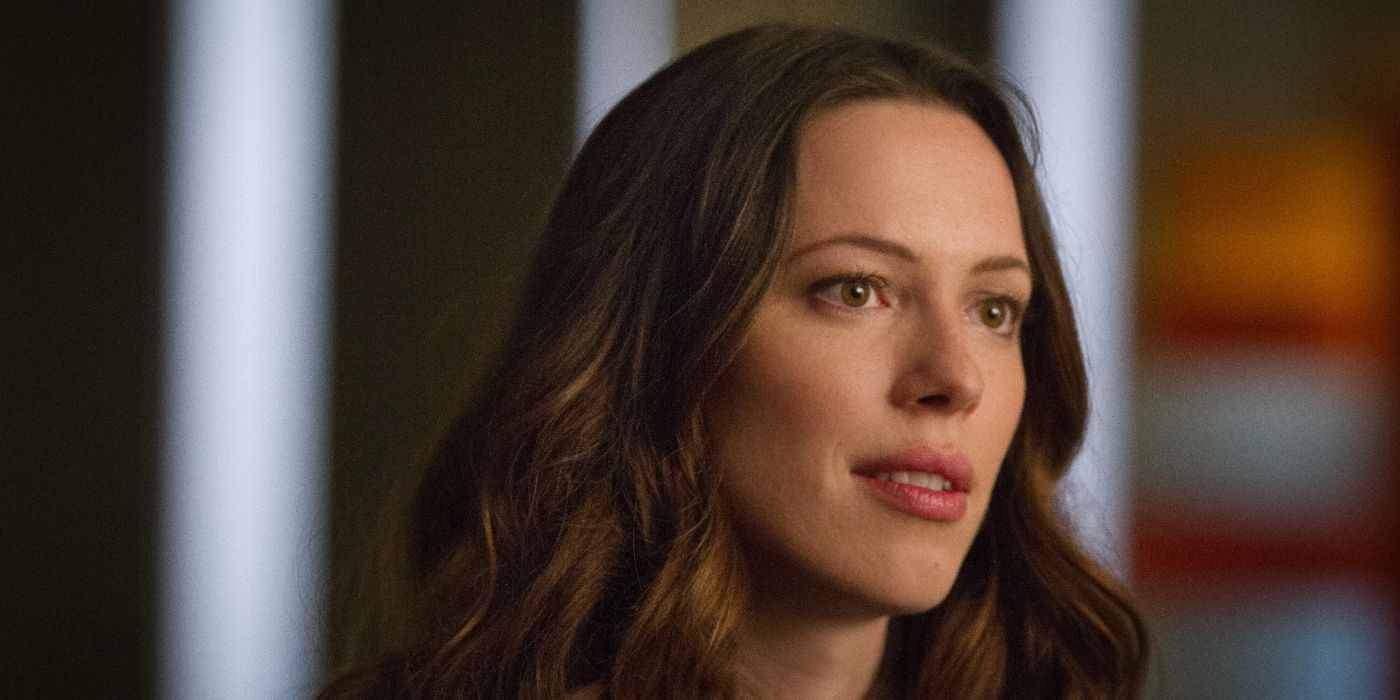 Maya Hansen (Rebecca Hall) looking offscreen to the right with a half-smile in Iron Man 3