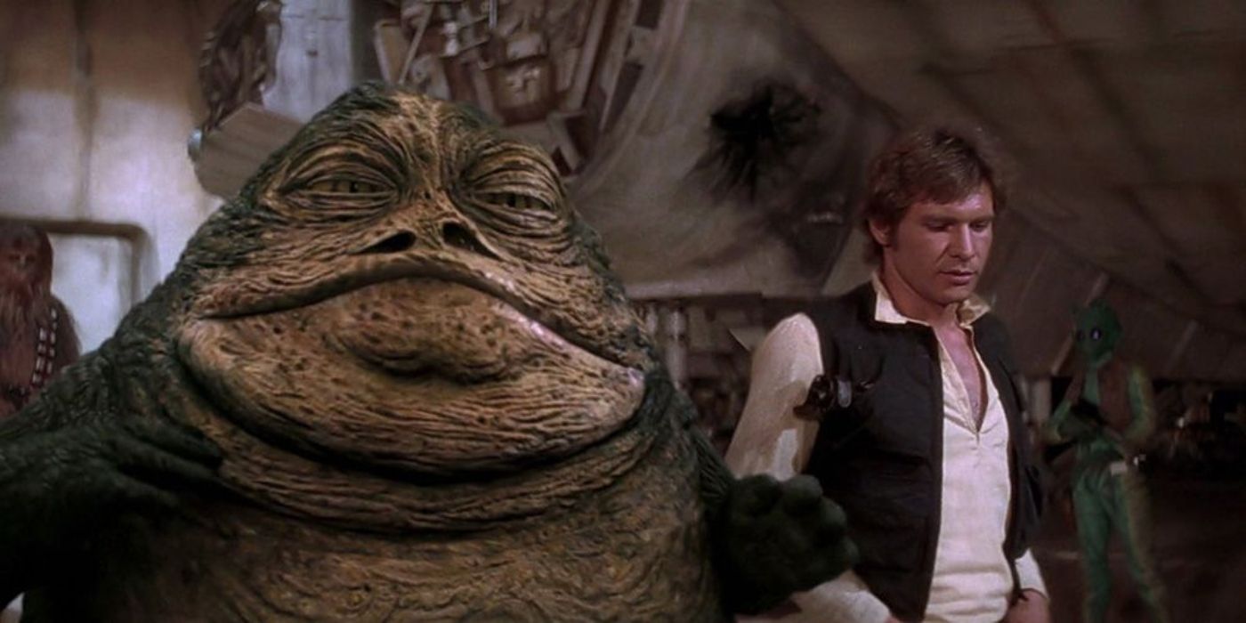 Jabba the Hutt intimidates Han Solo in Star Wars: Episode IV - A New Hope