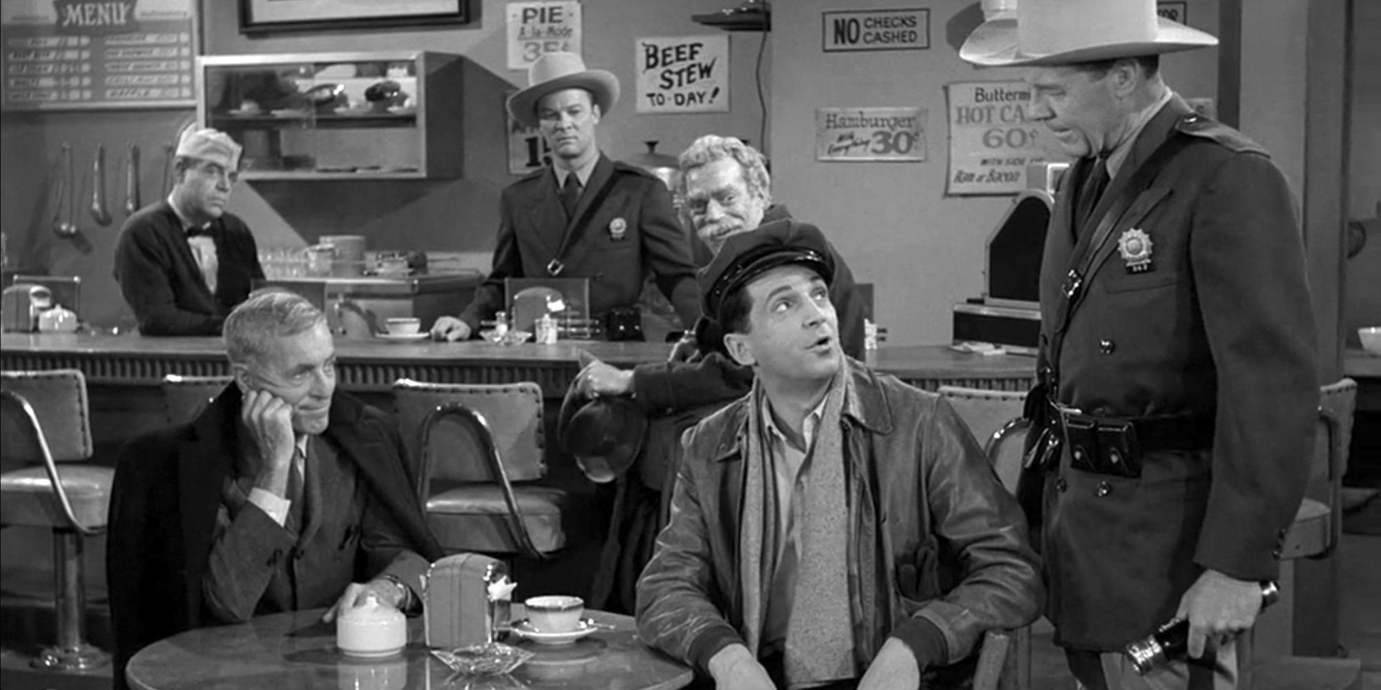Jack Elam, John Archer, John Hoyt, Morgan Jones, William Kendis and Barney Phillips in The Twilight Zone.