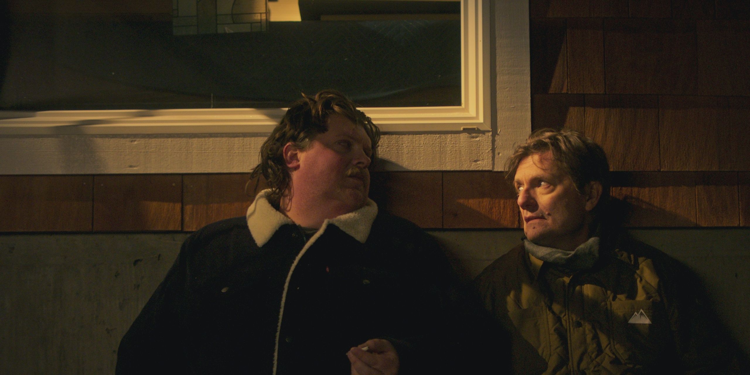 Jacob Wysocki as Gordon talks to James Urbaniak as Kirby in Breakup Season
