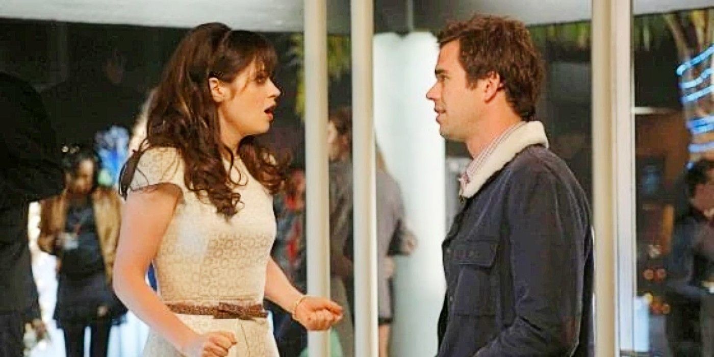 Jess Day and Sam talking to each other in the Season 2 Christmas episode of New Girl.