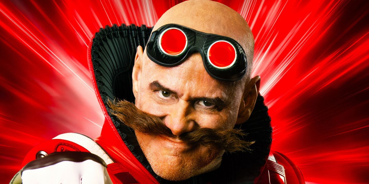 Jim Carrey as Dr. Ivo Robotnik on a character poster for Sonic the Hedgehog 3.