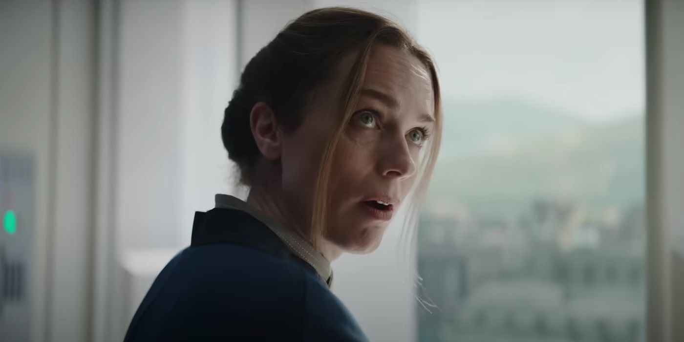 ​​​​​​​Kerry Condon, talking to Wendle, as Fara in Star Wars: Skeleton Crew