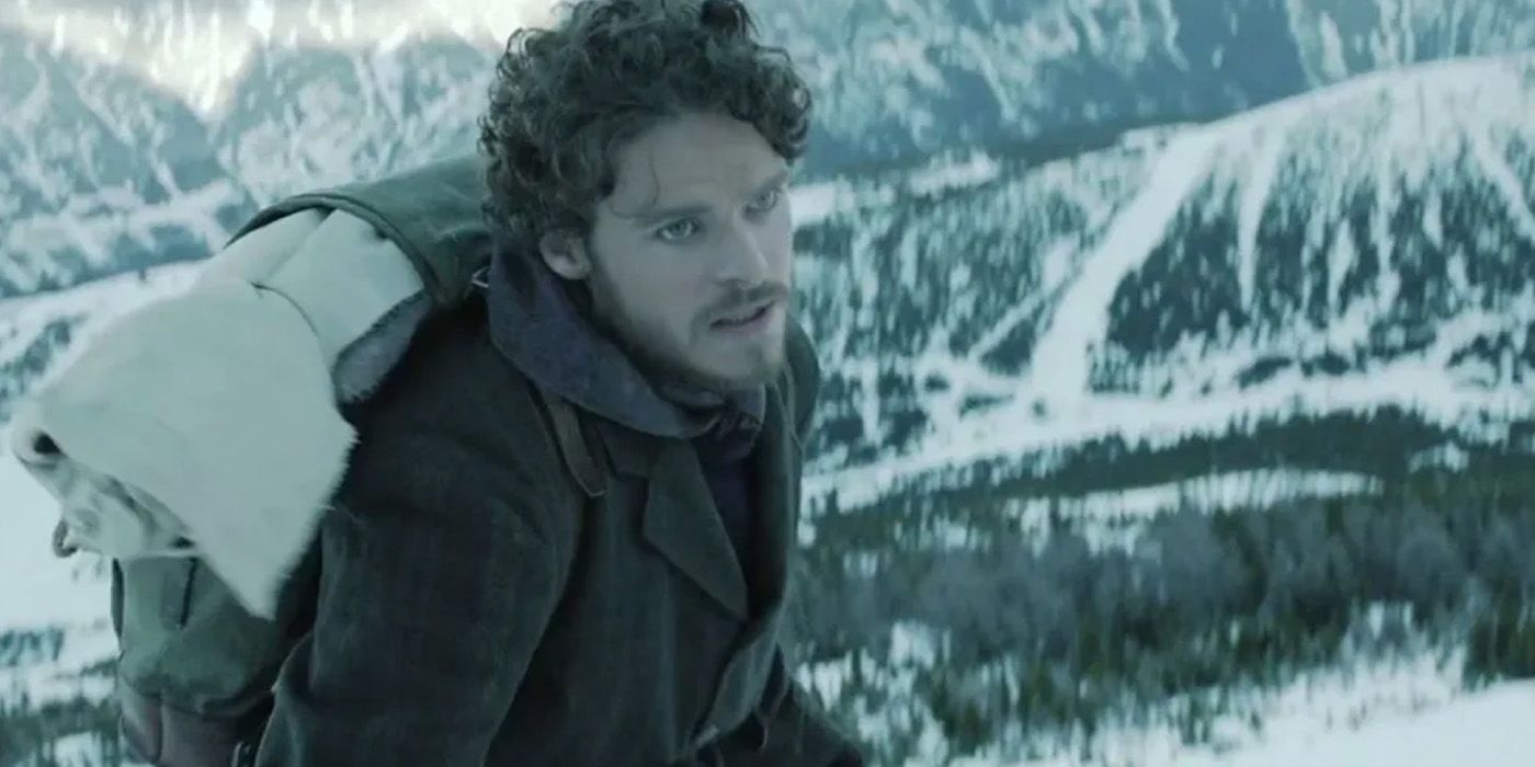 Bill Haskell (Richard Madden) climbs the icy mountain in &lsquo;Klondike&rsquo;