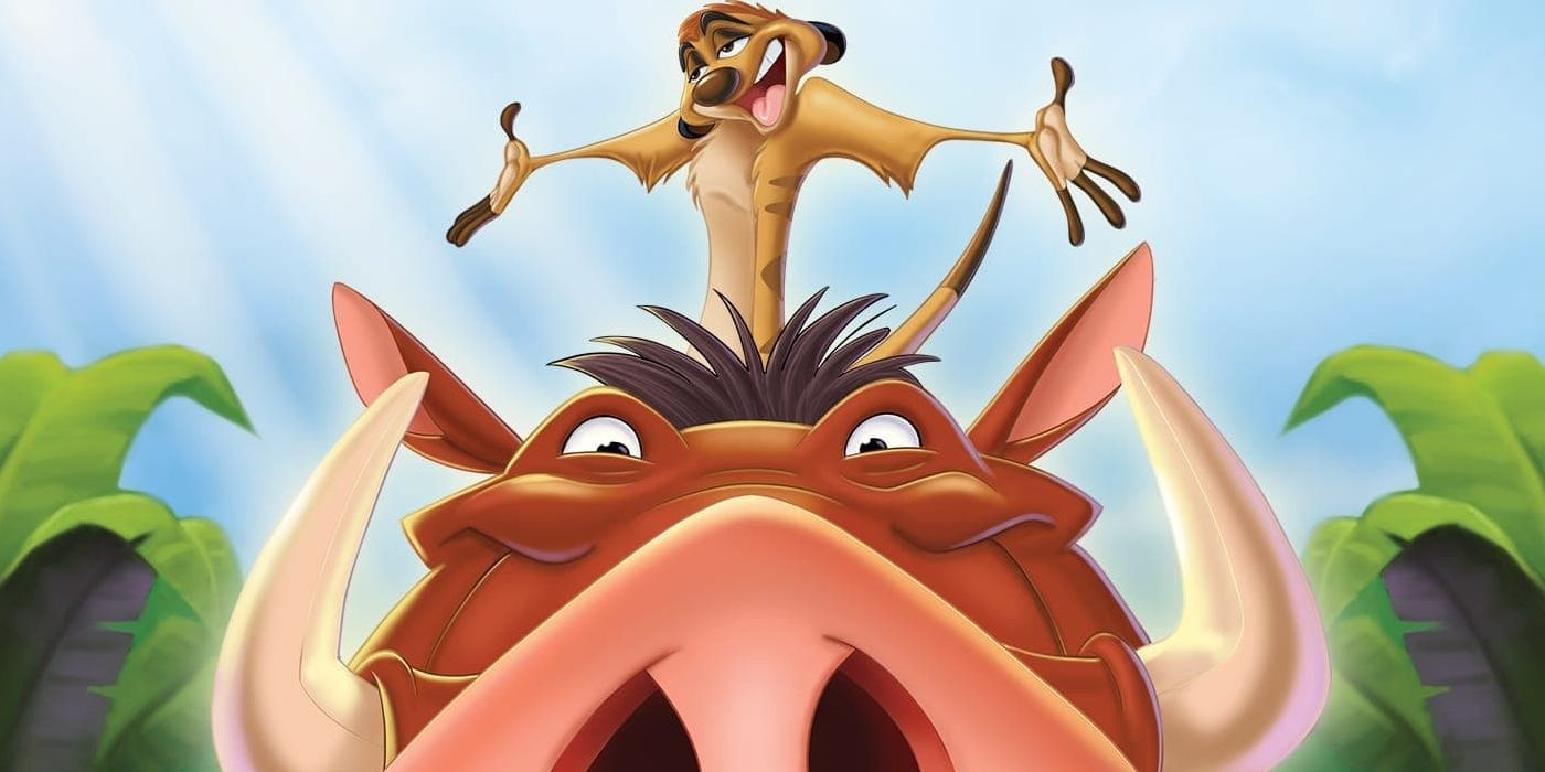 Timon (Nathan Lane) riding on Pumbaa (Ernie Sabella) in &lsquo;Lion King 1 1/2&rsquo;