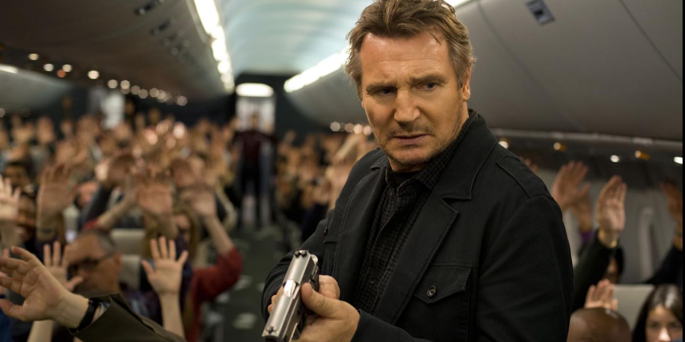 Bill Marks (Liam Neeson) searching for the killer among the passengers in 'Non-Stop'. 