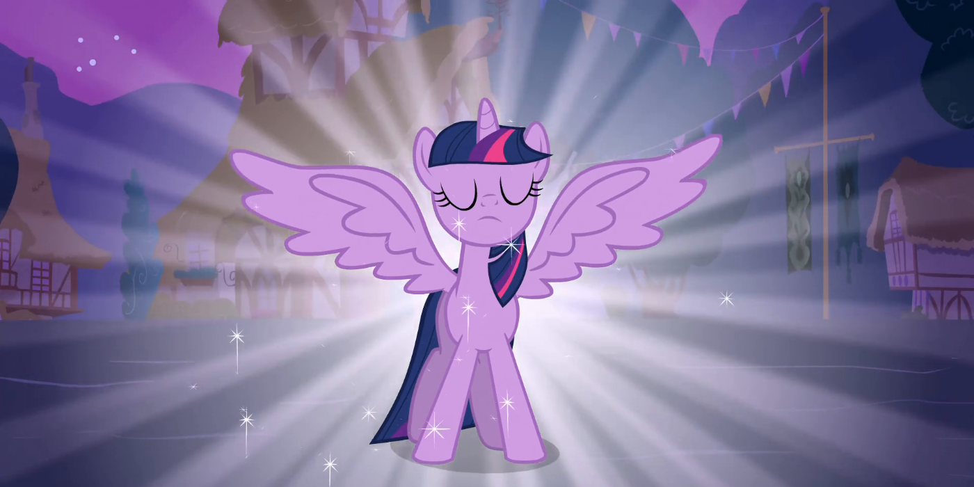 Twilight Sparkle spreads her wings after becoming an Alicorn