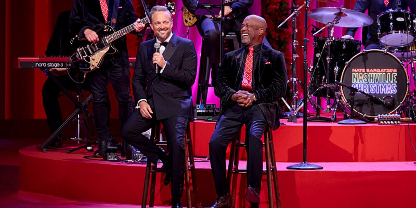 Nate Bargatze and Darius Rucker on &lsquo;Nate Bargatze&rsquo;s Nashville Christmas.'